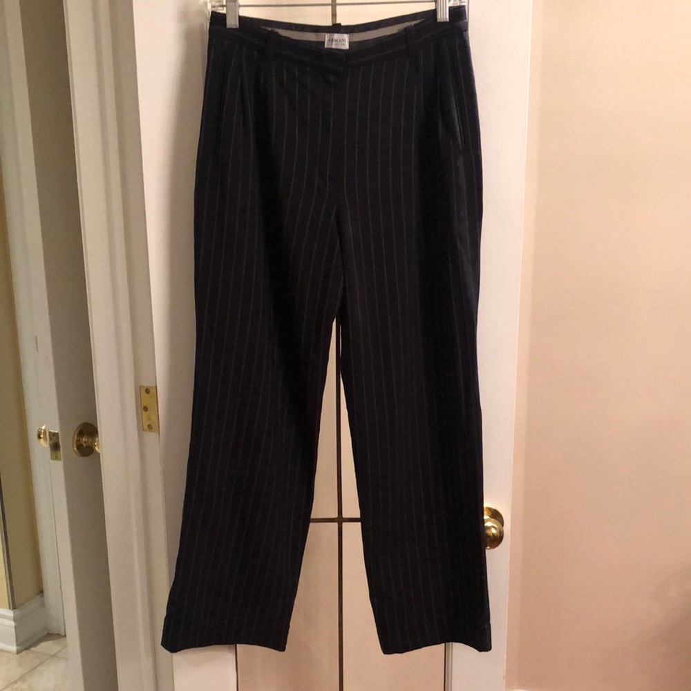 Armani Black Pinstripe Dress Pants